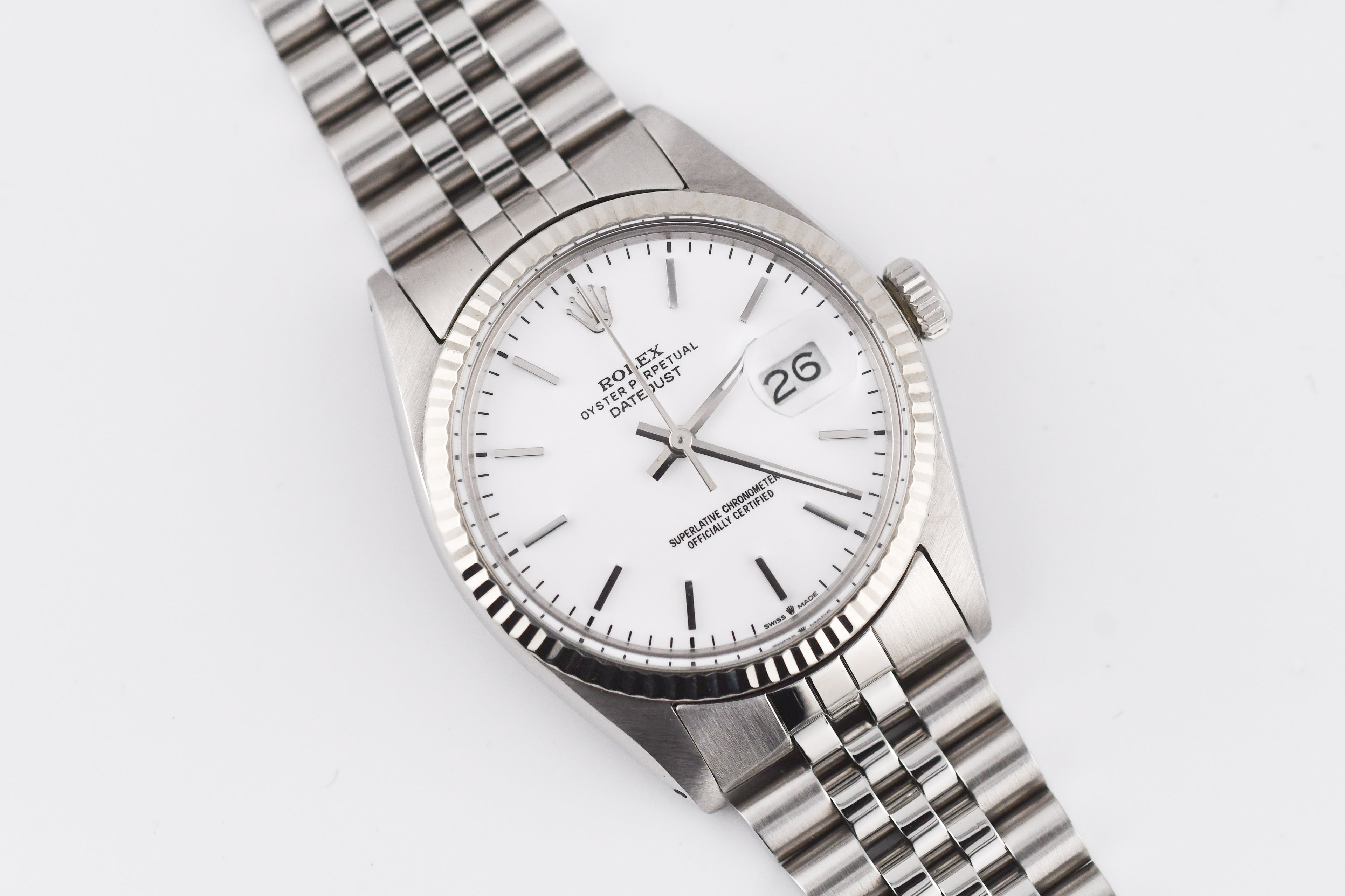 Rolex Datejust 36mm Ref 16014 Custom White Stick Dial