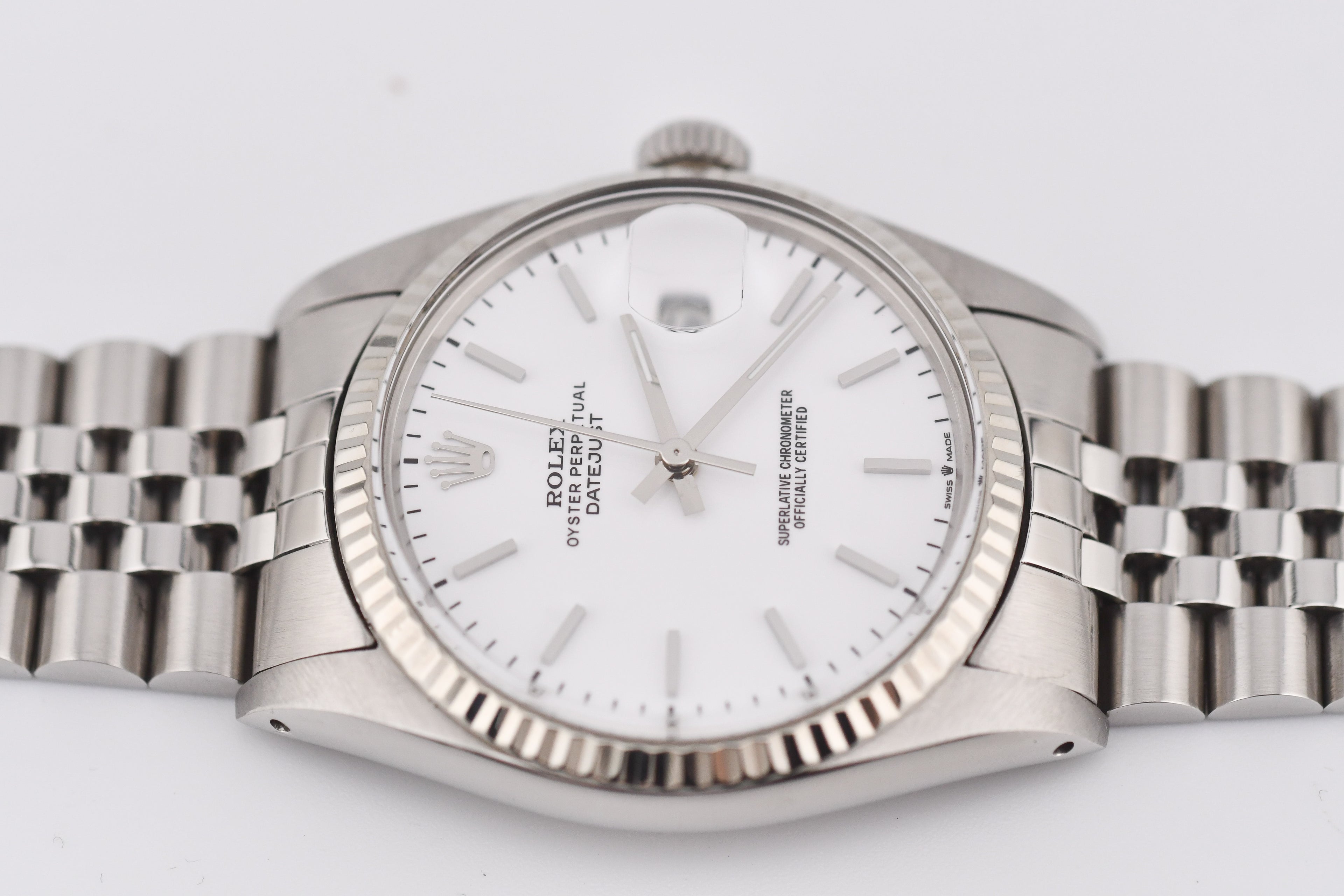 Rolex Datejust 36mm Ref 16014 Custom White Stick Dial
