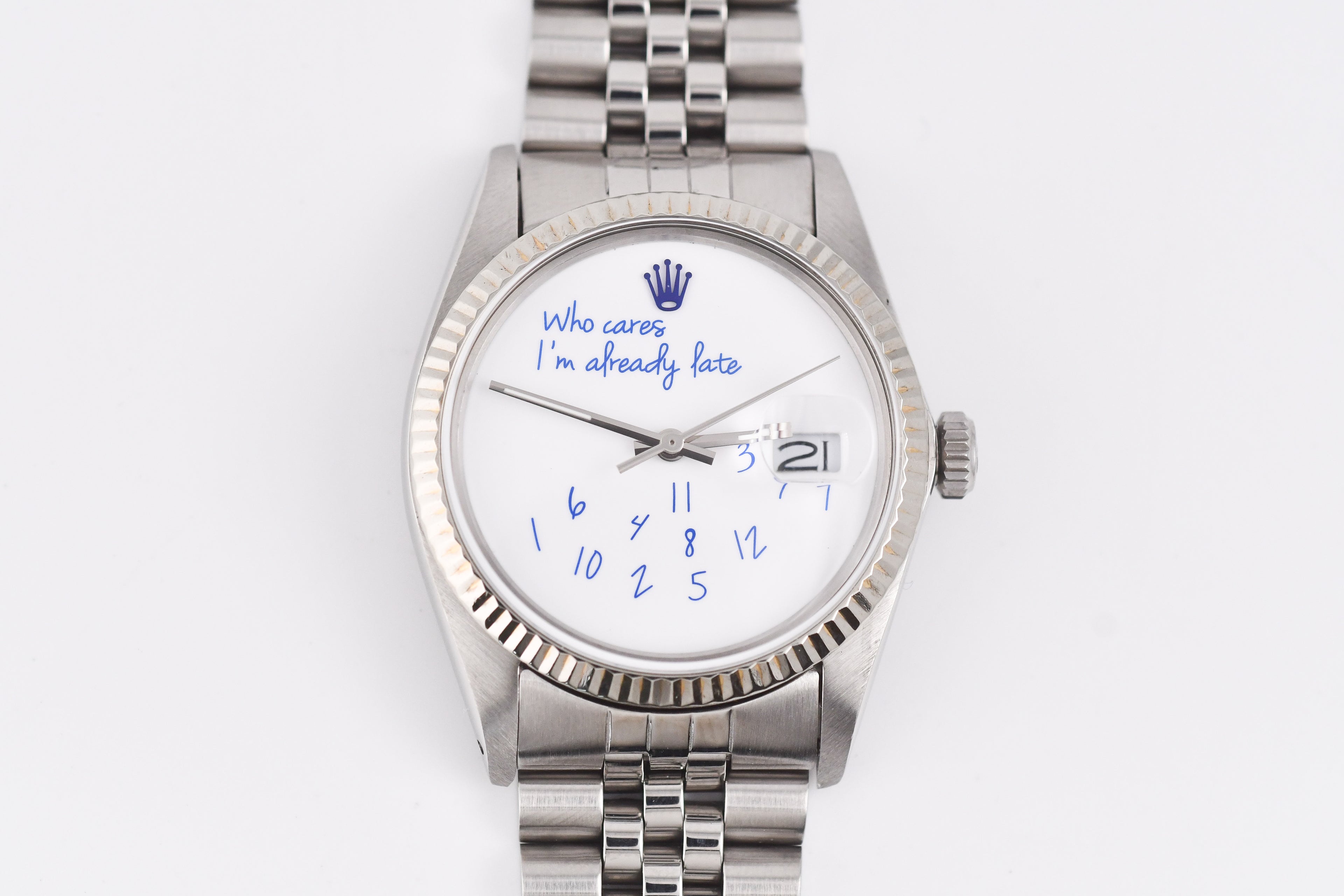 Rolex Datejust 36mm Ref 16014 Custom Who Cares I'm Already Late Dial