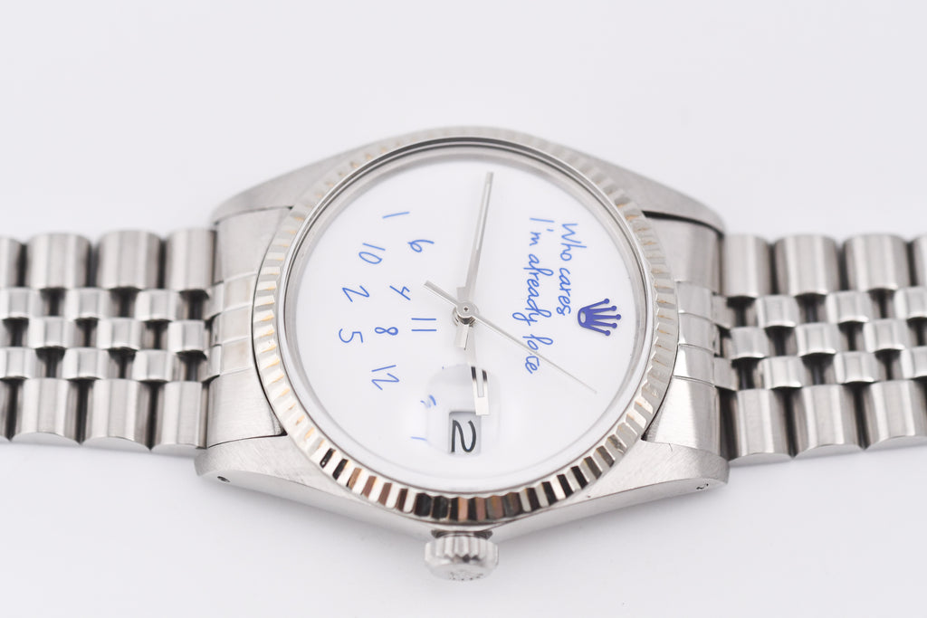 Rolex Datejust 36mm Ref 16014 Custom Who Cares I'm Already Late Dial