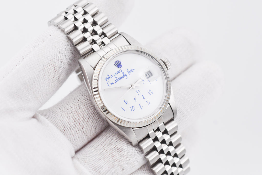 Rolex Datejust 36mm Ref 16014 Custom Who Cares I'm Already Late Dial