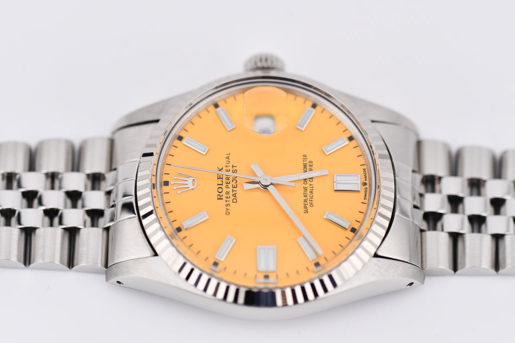Rolex Datejust 36mm Ref 16014 Custom Yellow Stick Dial