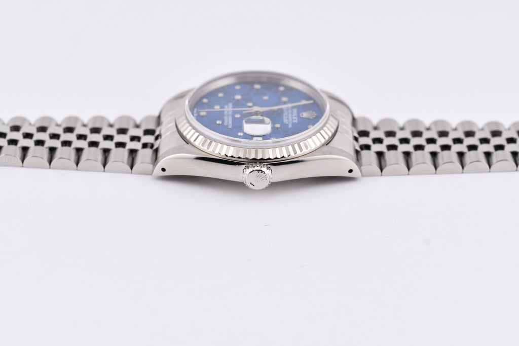 Rolex Datejust 36mm Ref 16234 Custom Blue Flower Diamond Dial