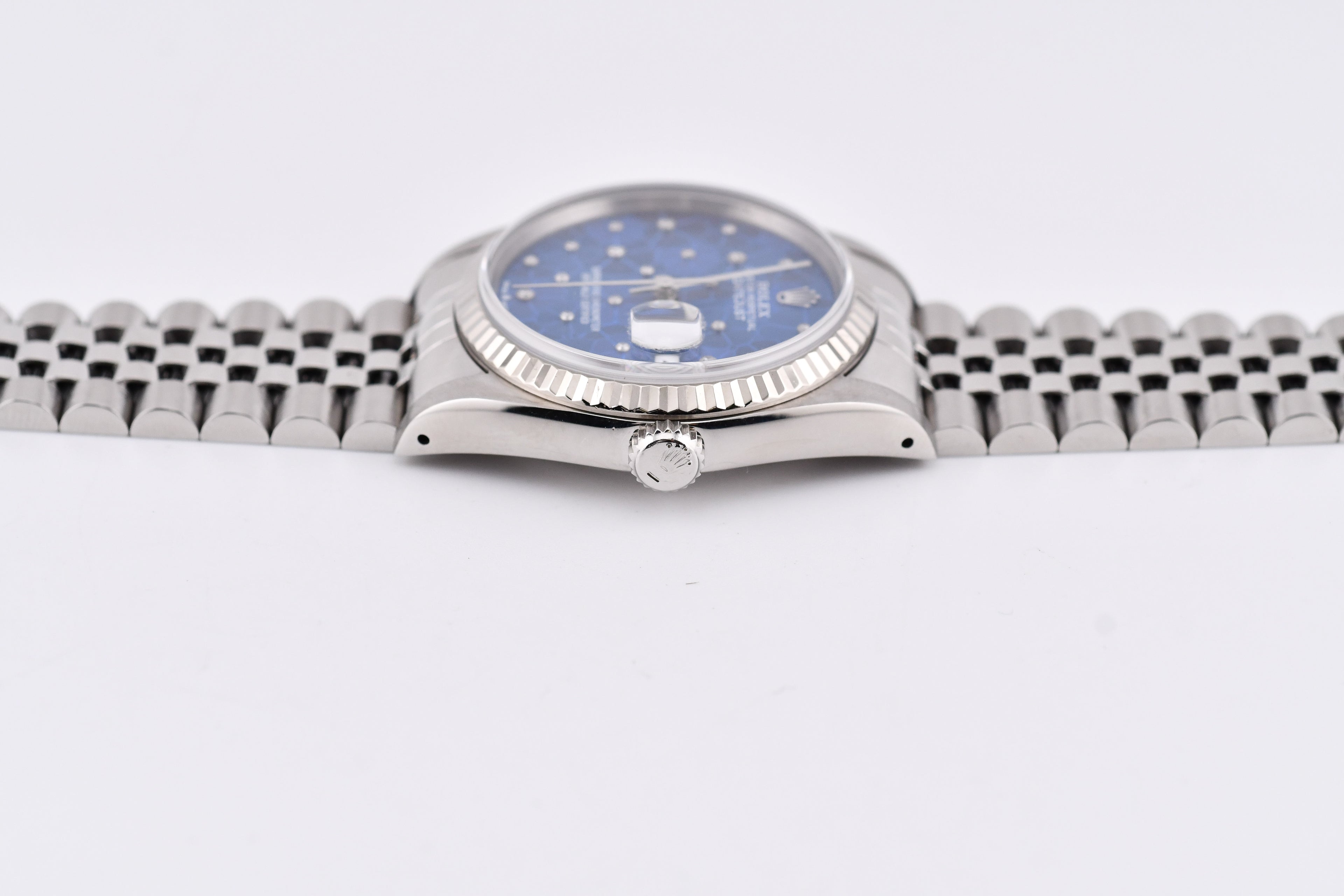 Rolex Datejust 36mm Ref 16234 Custom Blue Flower Diamond Dial