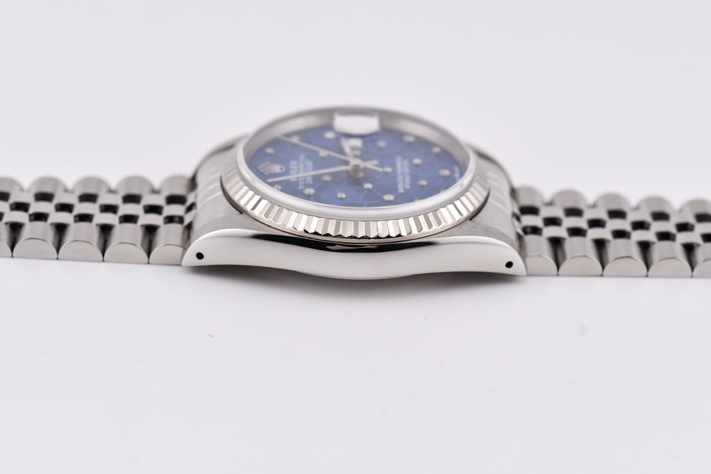 Rolex Datejust 36mm Ref 16234 Custom Blue Flower Diamond Dial