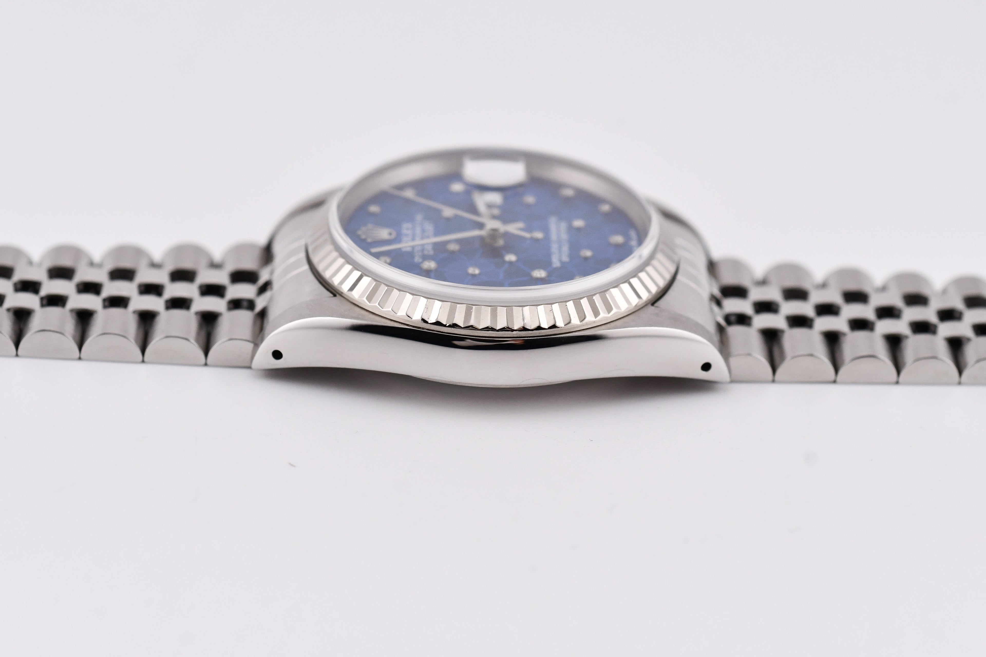 Rolex Datejust 36mm Ref 16234 Custom Blue Flower Diamond Dial