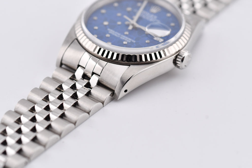 Rolex Datejust 36mm Ref 16234 Custom Blue Flower Diamond Dial
