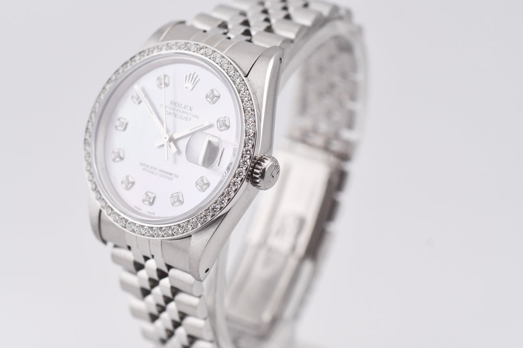 Rolex Datejust 36mm Ref 16234 Custom Pink Mother of Pearl Diamond Dial with Diamond Bezel