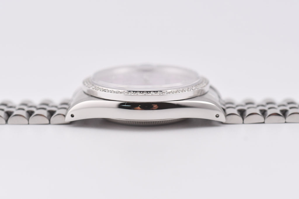 Rolex Datejust 36mm Ref 16234 Custom Pink Mother of Pearl Diamond Dial with Diamond Bezel