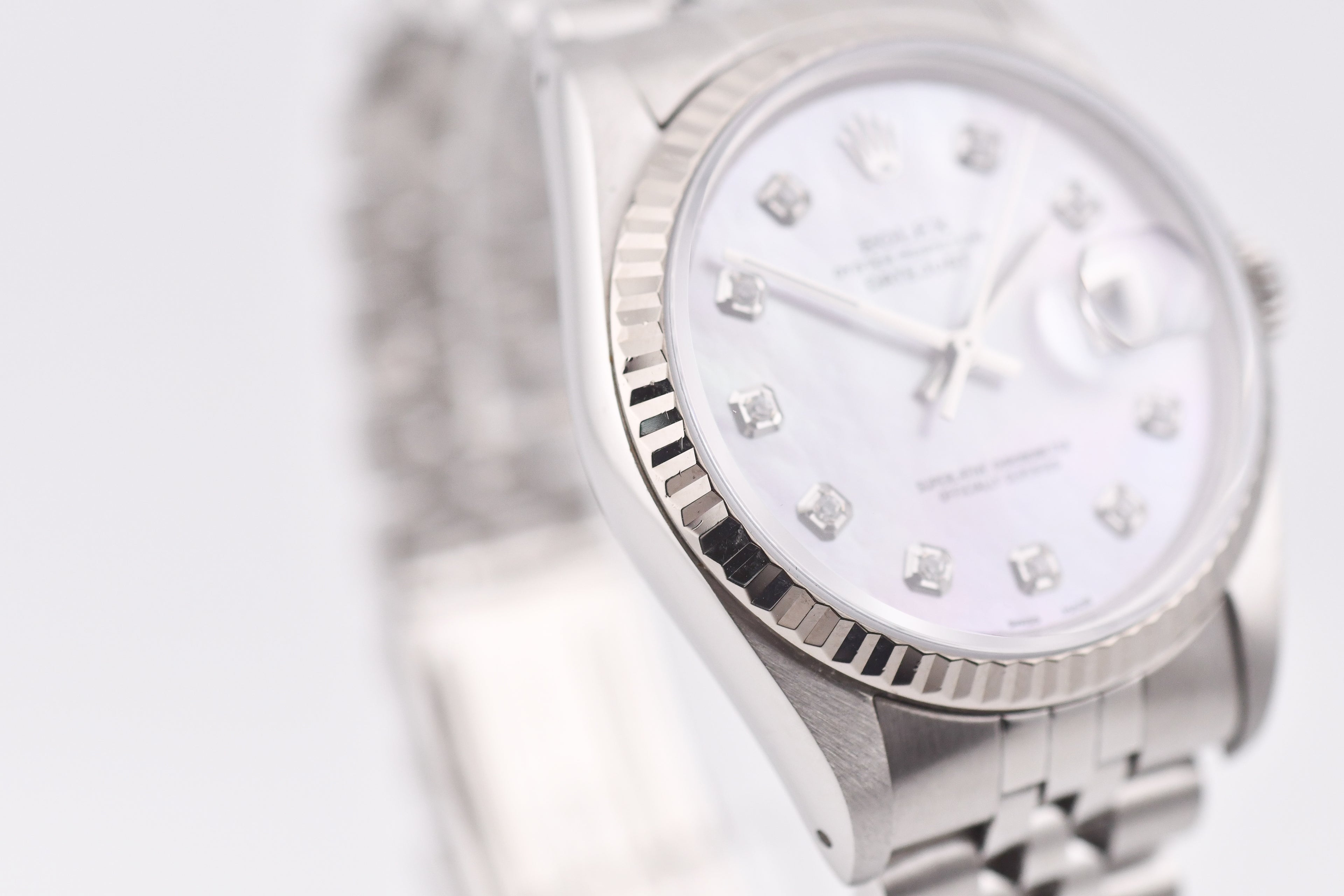 Rolex Datejust 36mm Ref 16234 Custom Pink Mother of Pearl Diamond Dial