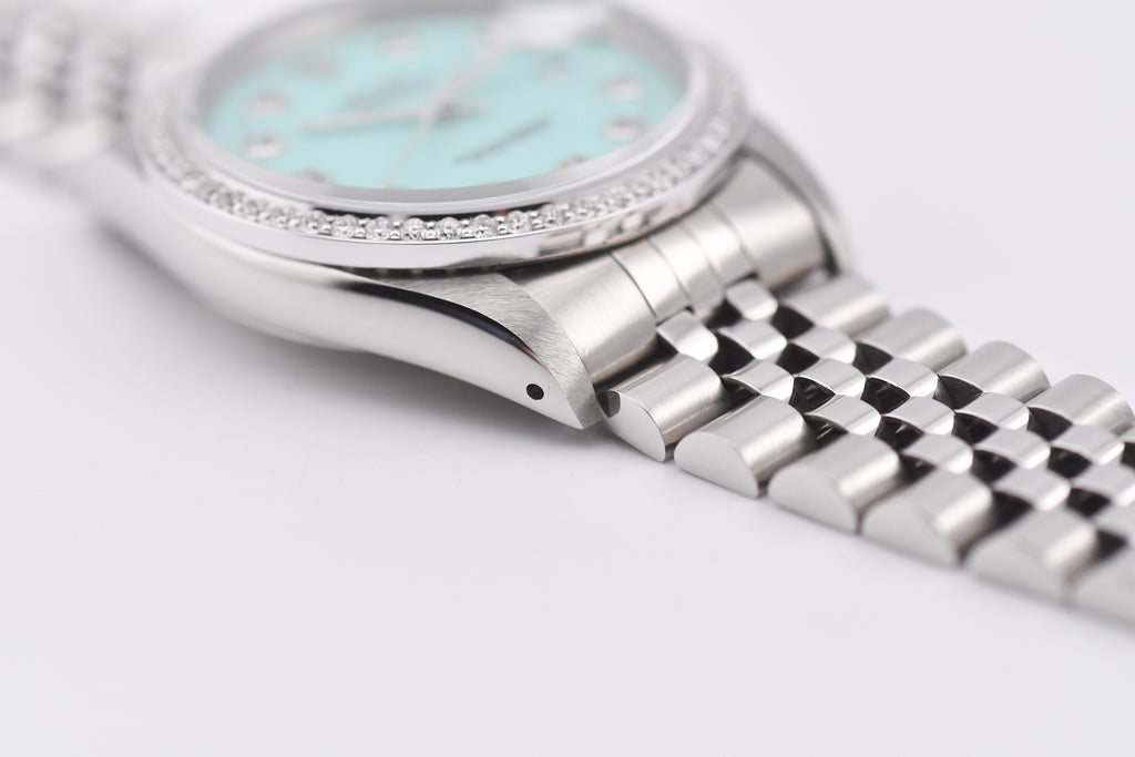 Rolex Datejust 36mm Ref 16234 Custom Tiffany Blue Diamond Dial with Diamond Bezel
