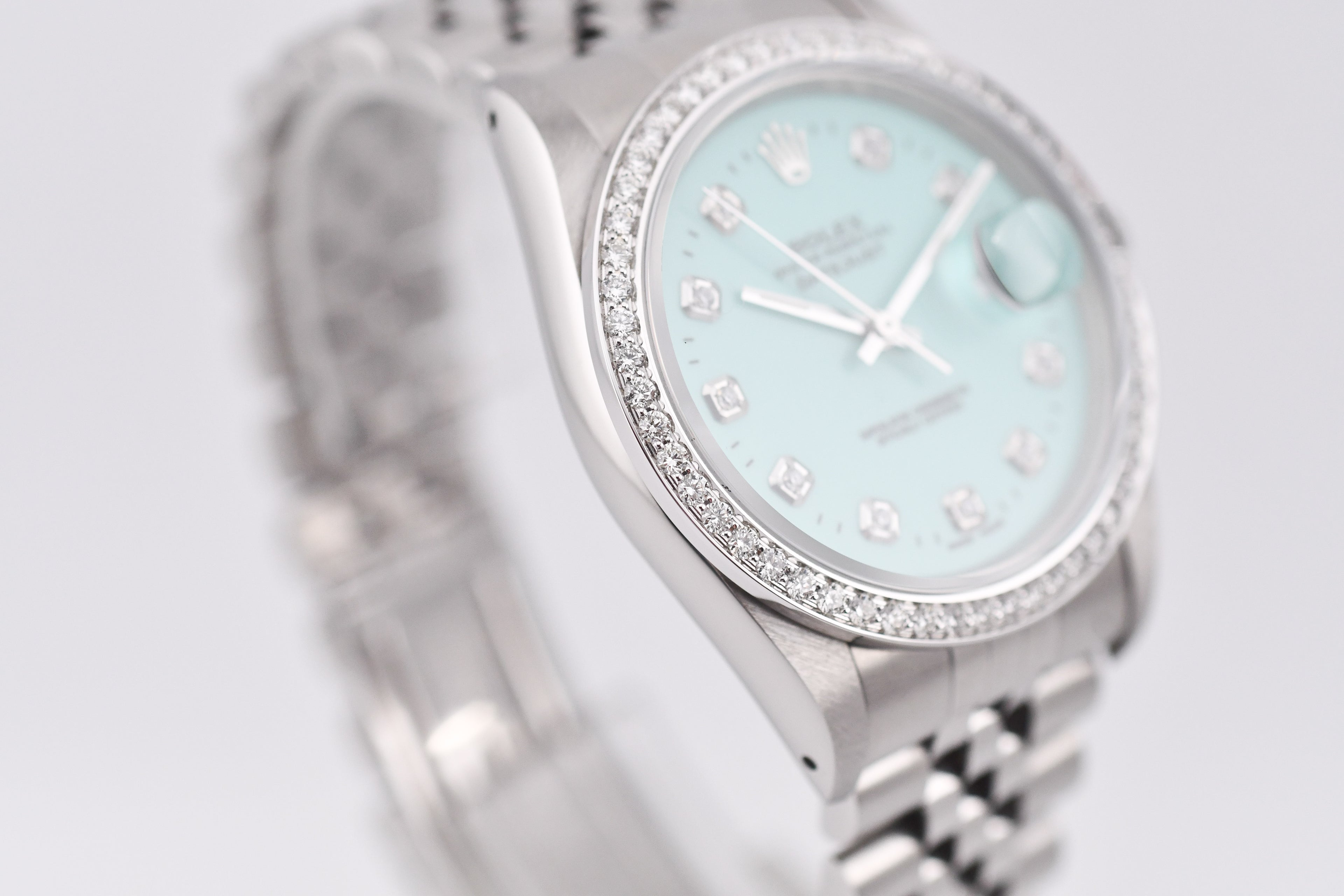 Rolex Datejust 36mm Ref 16234 Custom Tiffany Blue Diamond Dial with Diamond Bezel