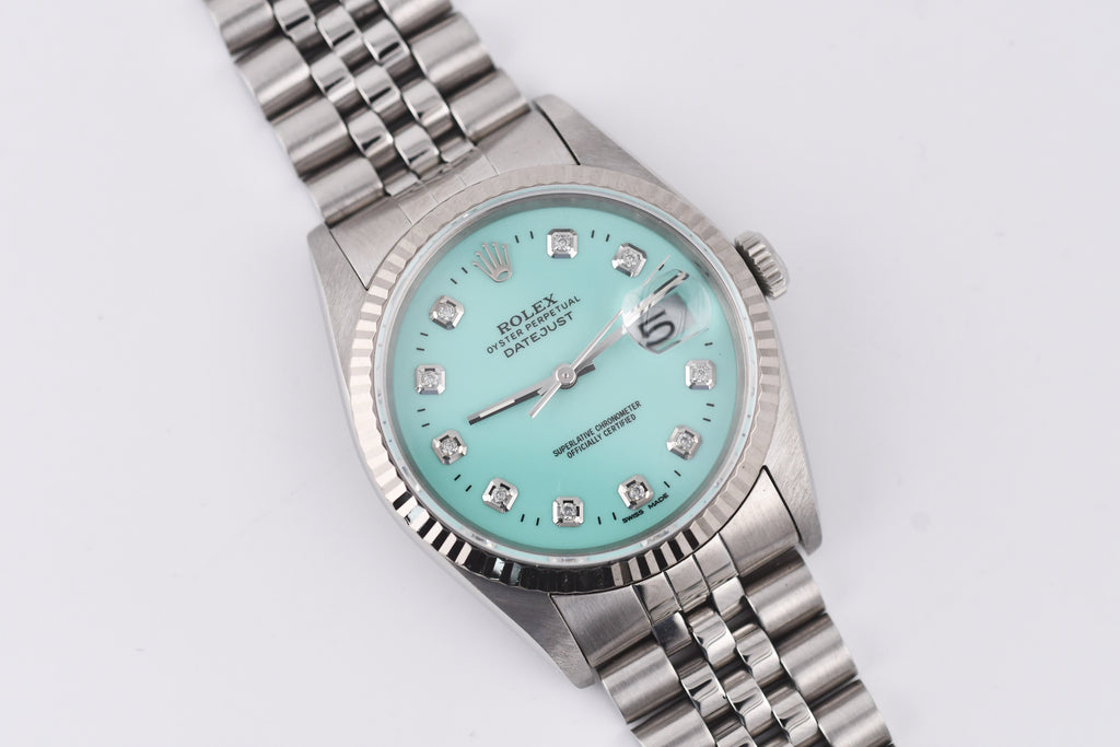 Rolex Datejust 36mm Ref 16234 Custom Tiffany Blue Diamond Dial