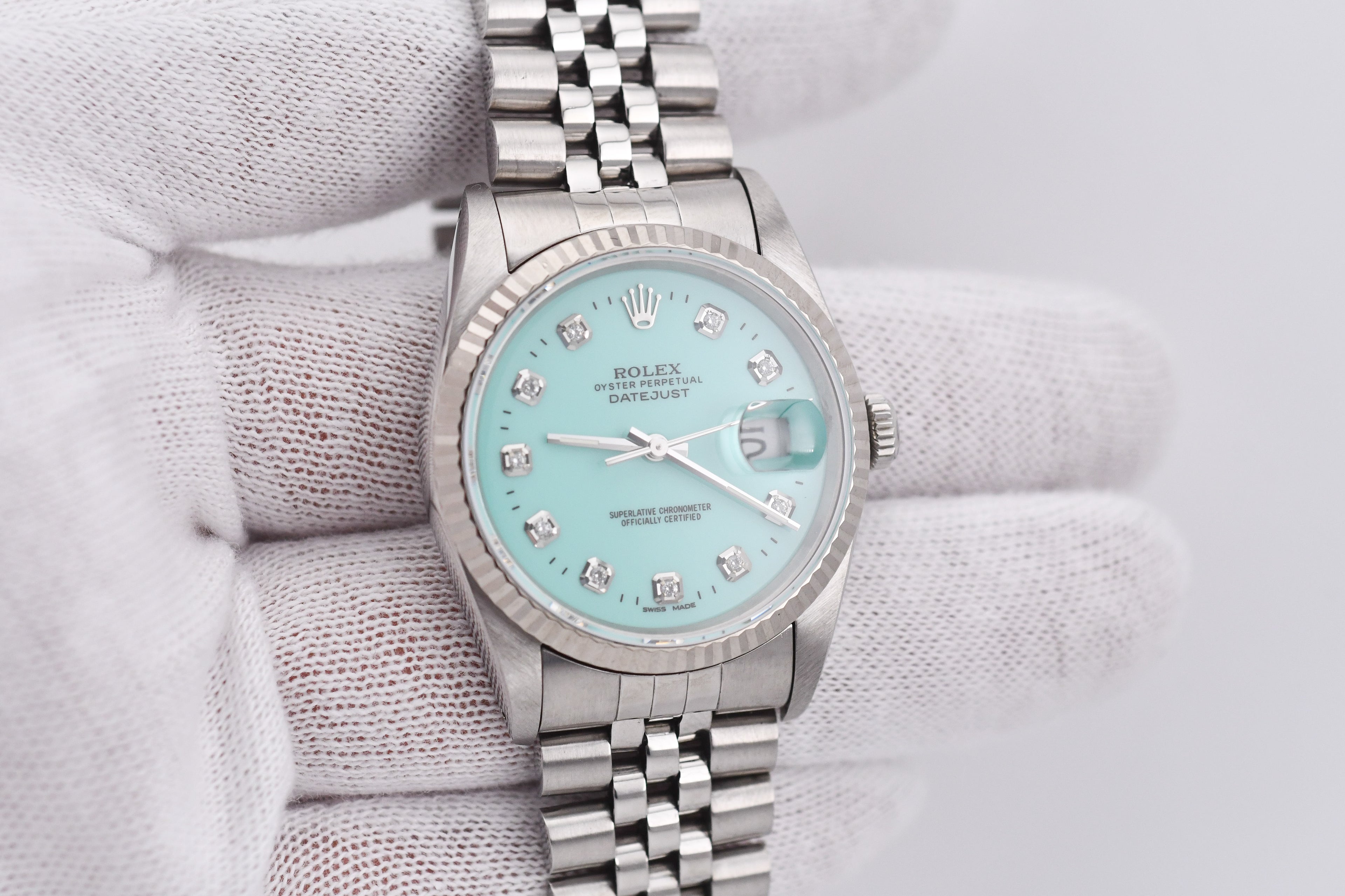 Rolex Datejust 36mm Ref 16234 Custom Tiffany Blue Diamond Dial