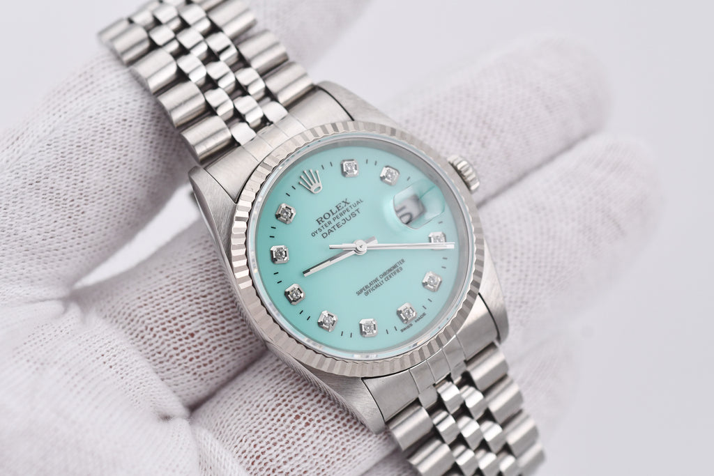 Rolex Datejust 36mm Ref 16234 Custom Tiffany Blue Diamond Dial