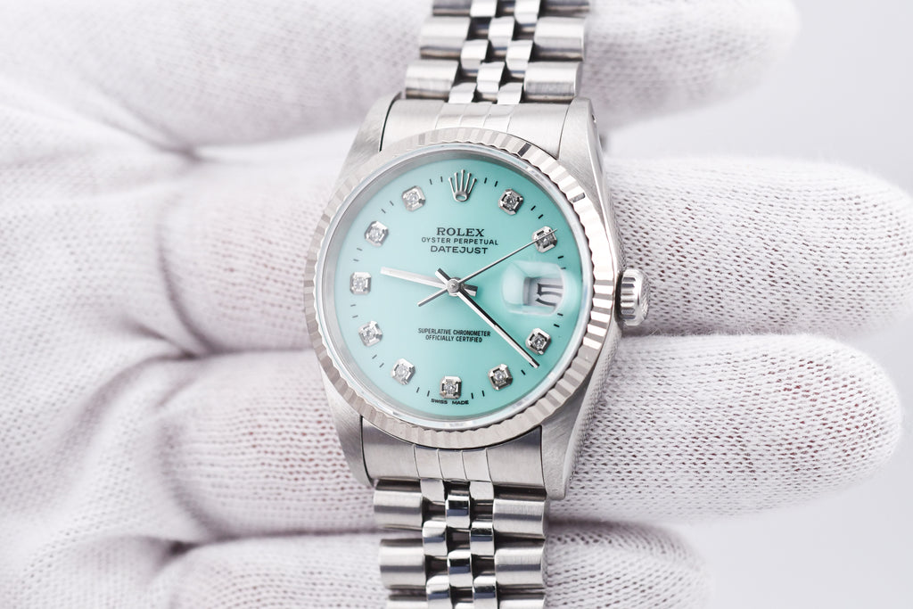 Rolex Datejust 36mm Ref 16234 Custom Tiffany Blue Diamond Dial