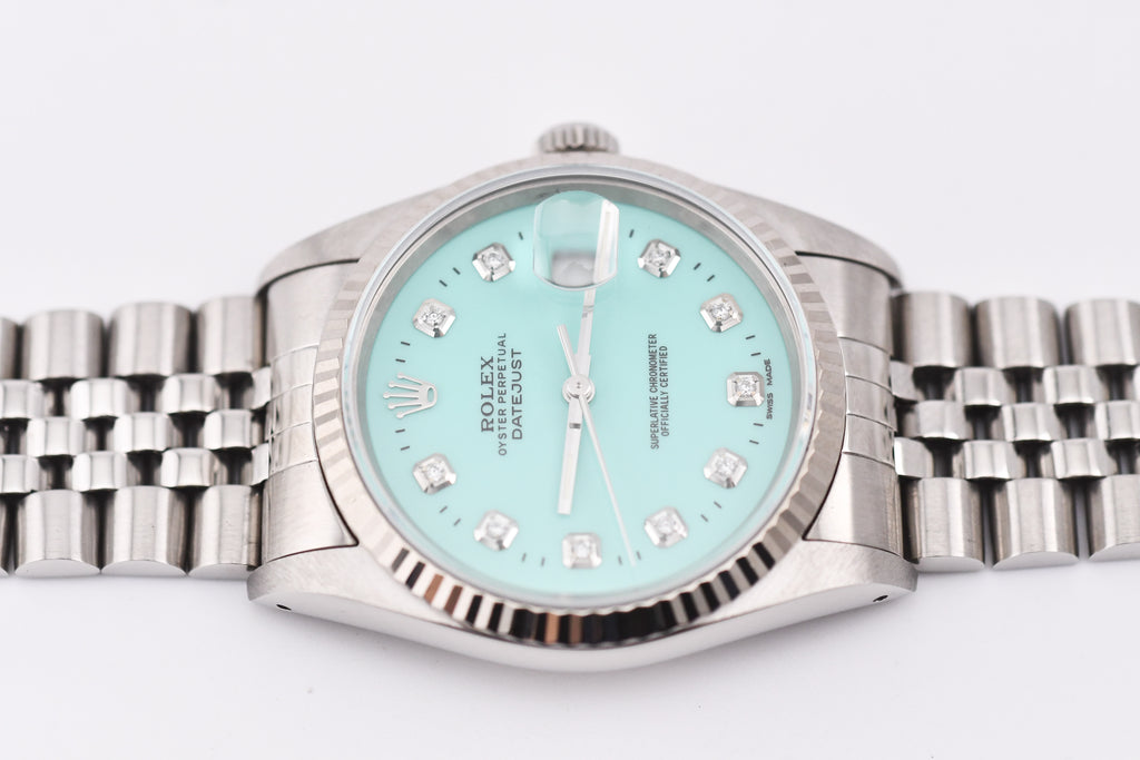Rolex Datejust 36mm Ref 16234 Custom Tiffany Blue Diamond Dial