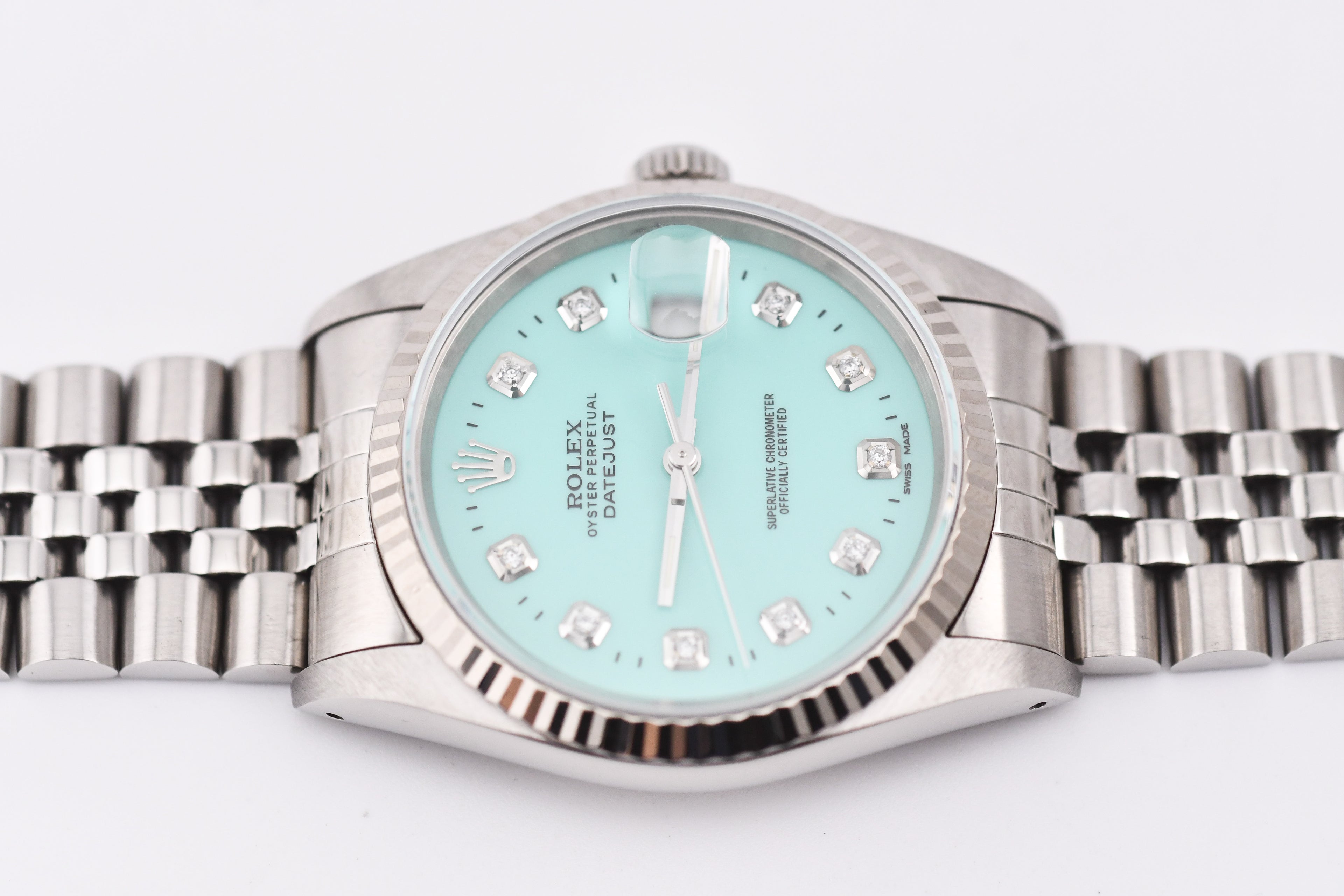 Rolex Datejust 36mm Ref 16234 Custom Tiffany Blue Diamond Dial