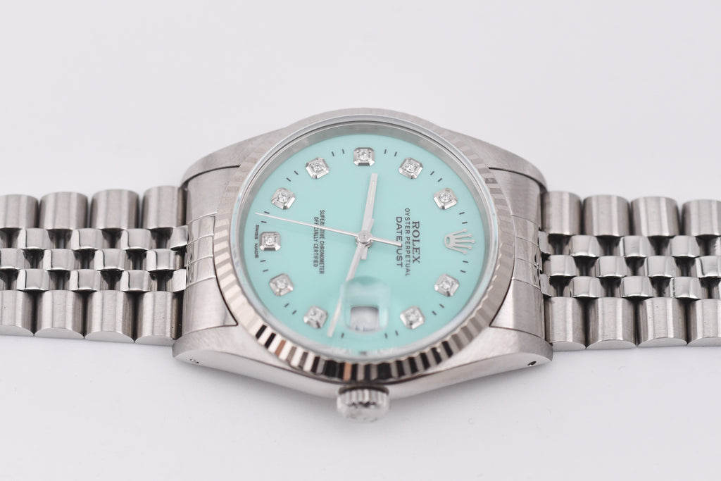 Rolex Datejust 36mm Ref 16234 Custom Tiffany Blue Diamond Dial