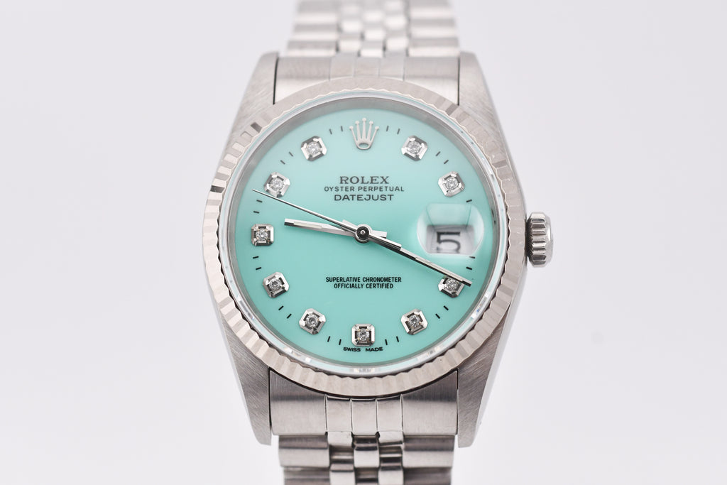 Rolex Datejust 36mm Ref 16234 Custom Tiffany Blue Diamond Dial