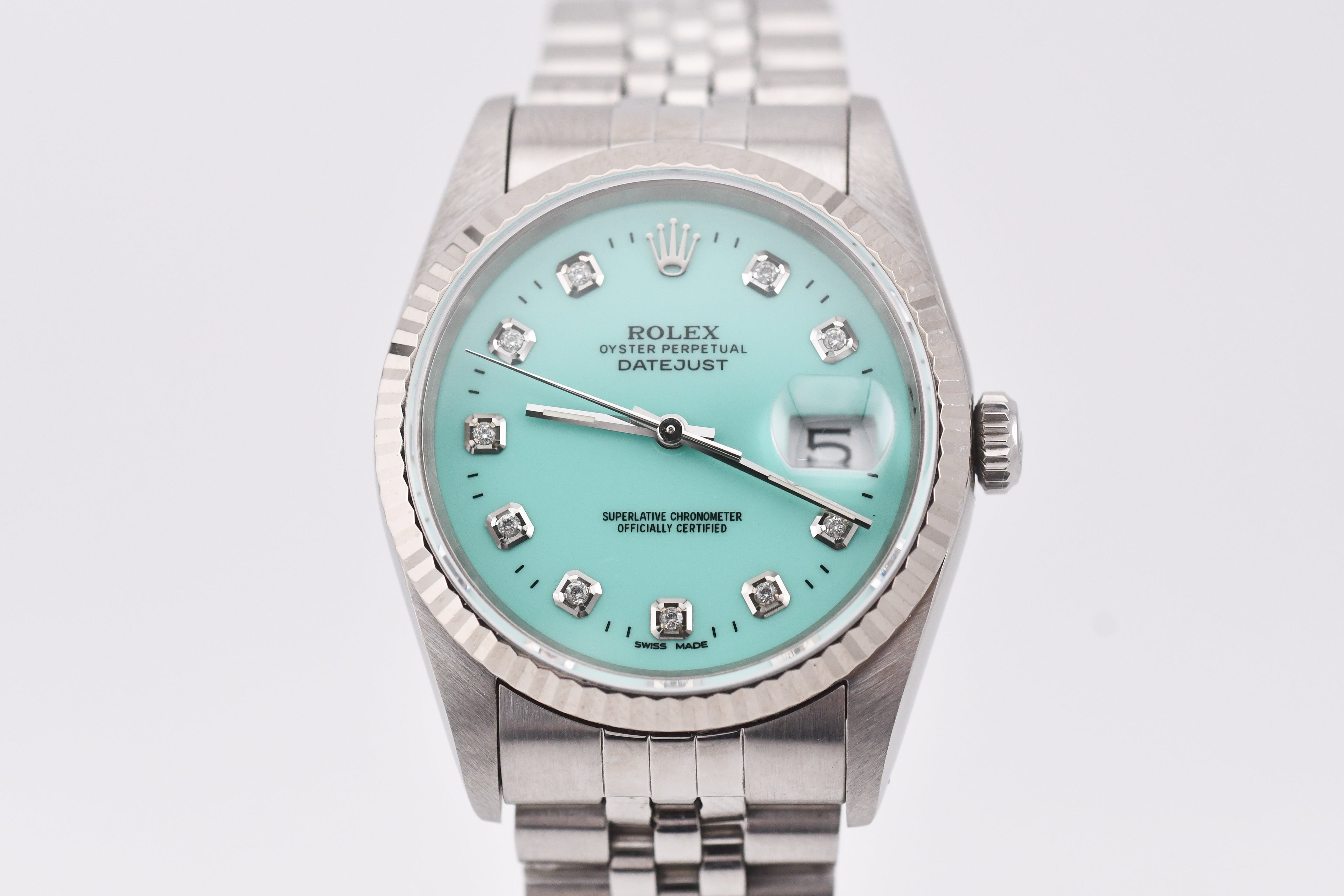 Rolex Datejust 36mm Ref 16234 Custom Tiffany Blue Diamond Dial