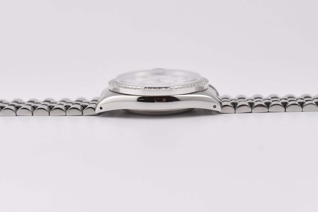 Rolex Datejust 36mm Ref 16234 Custom White Diamond Dial with Diamond Bezel