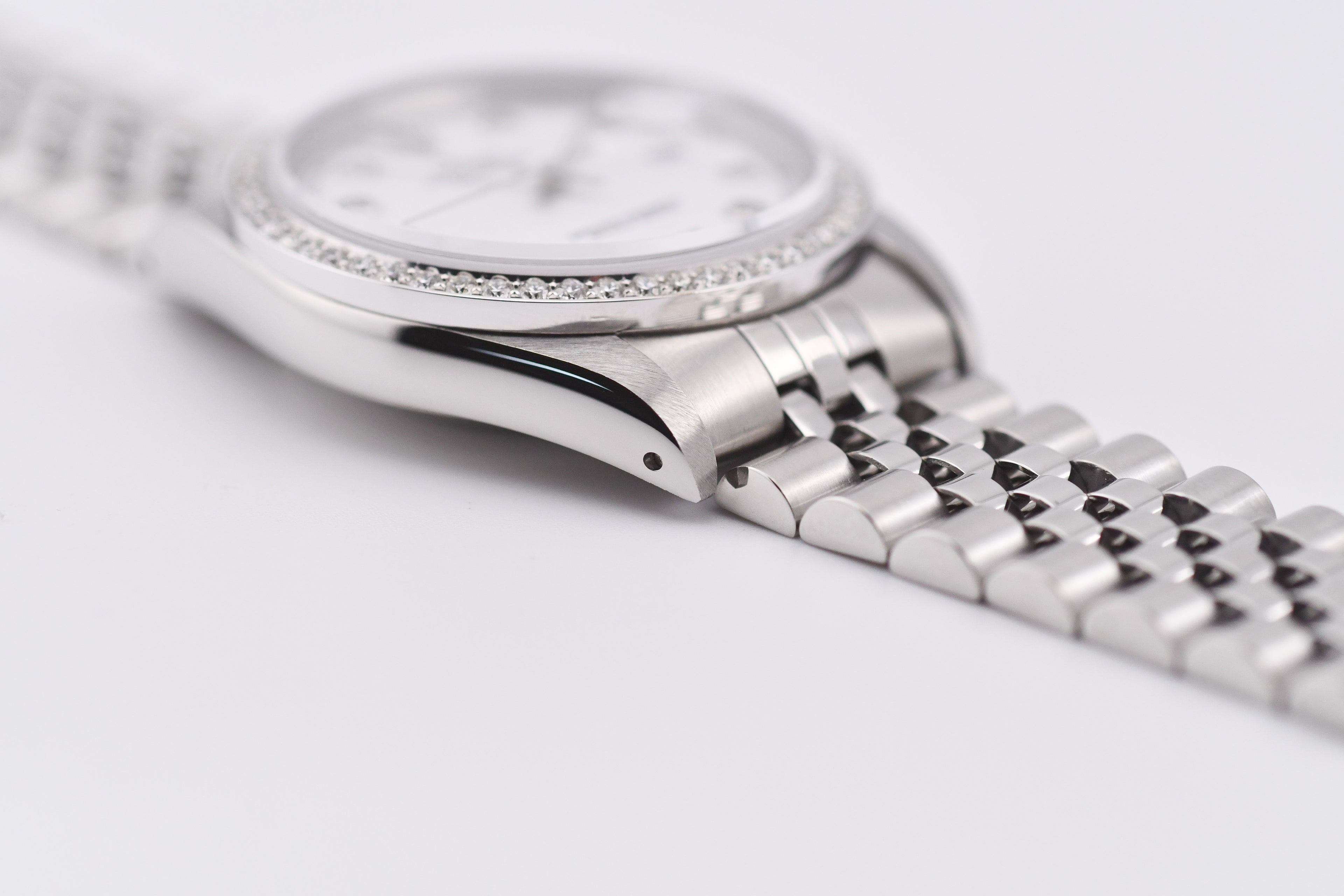 Rolex Datejust 36mm Ref 16234 Custom White Diamond Dial with Diamond Bezel