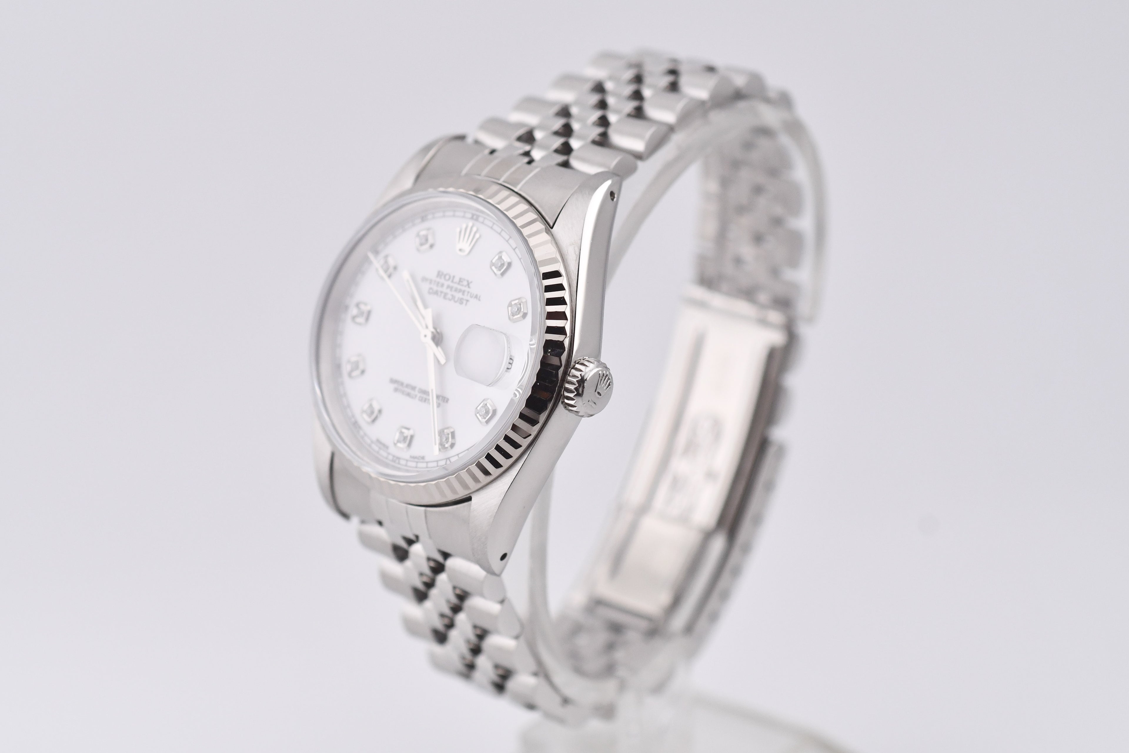 Rolex Datejust 36mm Ref 16234 Custom White Diamond Dial
