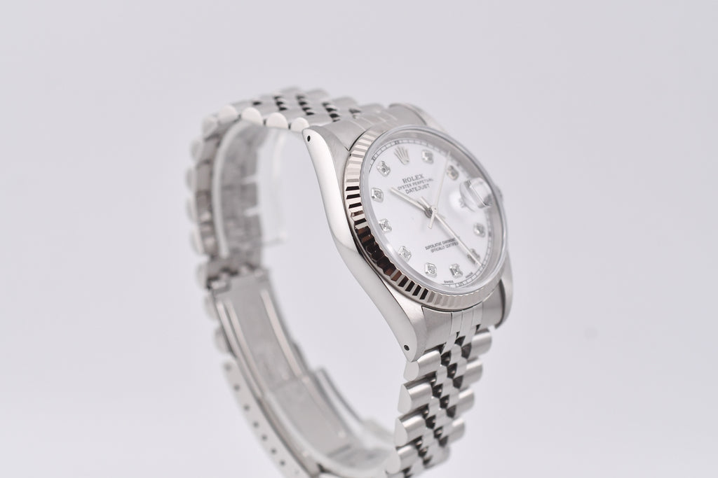 Rolex Datejust 36mm Ref 16234 Custom White Diamond Dial