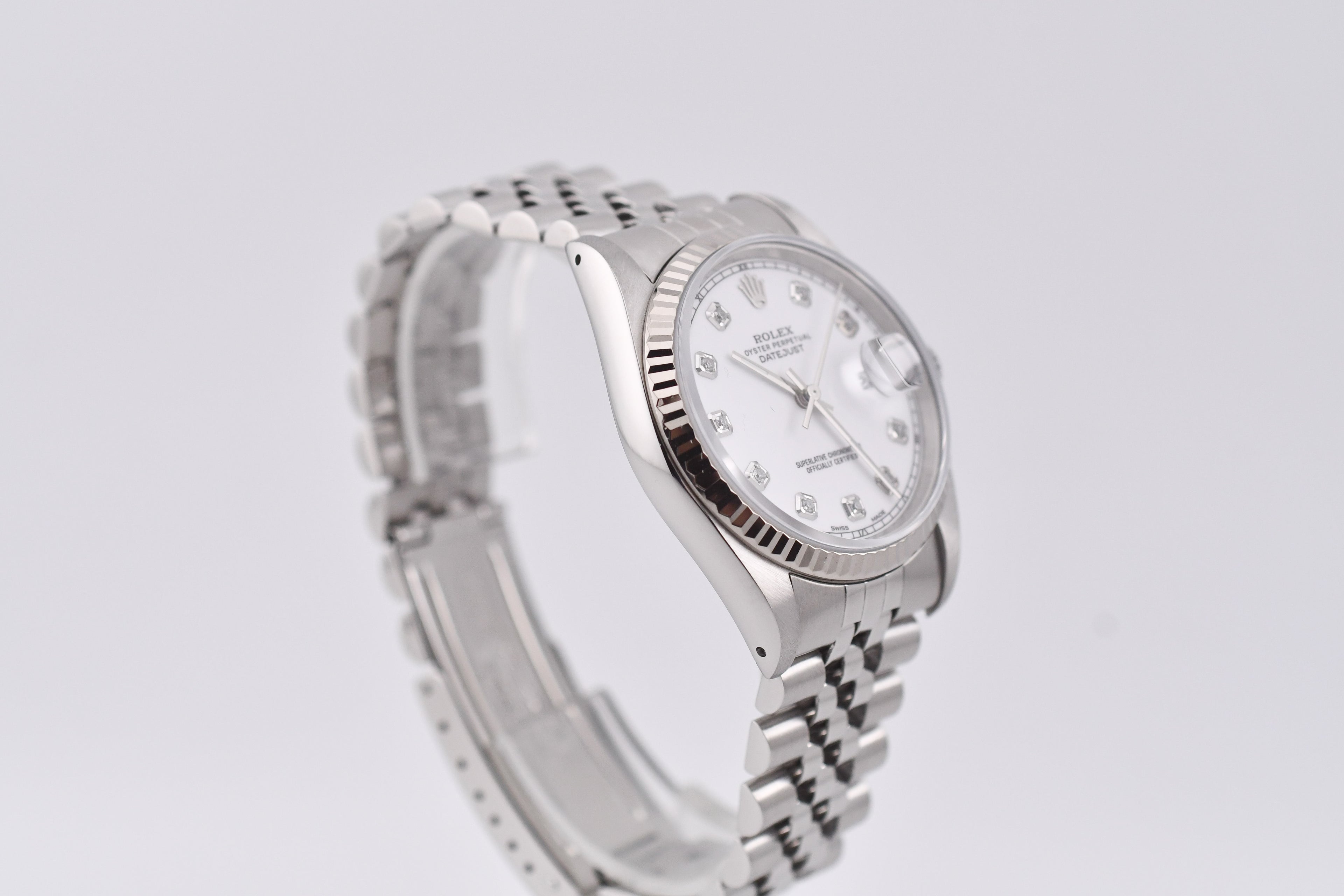 Rolex Datejust 36mm Ref 16234 Custom White Diamond Dial