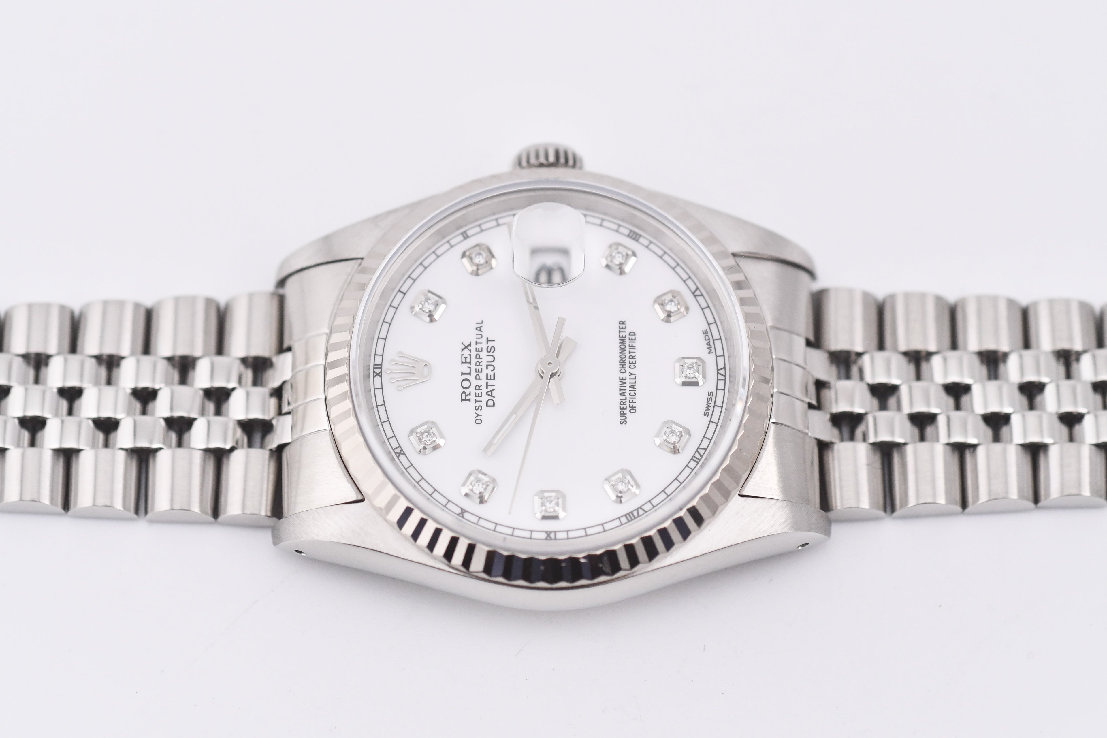 Rolex Datejust 36mm Ref 16234 Custom White Diamond Dial