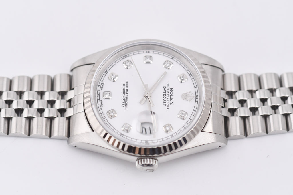Rolex Datejust 36mm Ref 16234 Custom White Diamond Dial