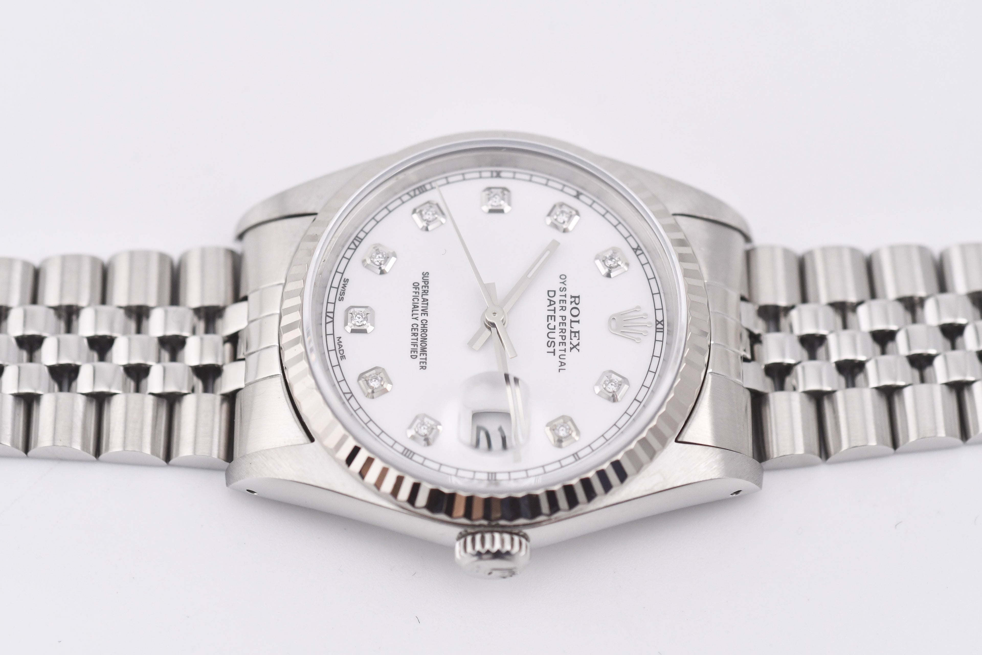 Rolex Datejust 36mm Ref 16234 Custom White Diamond Dial