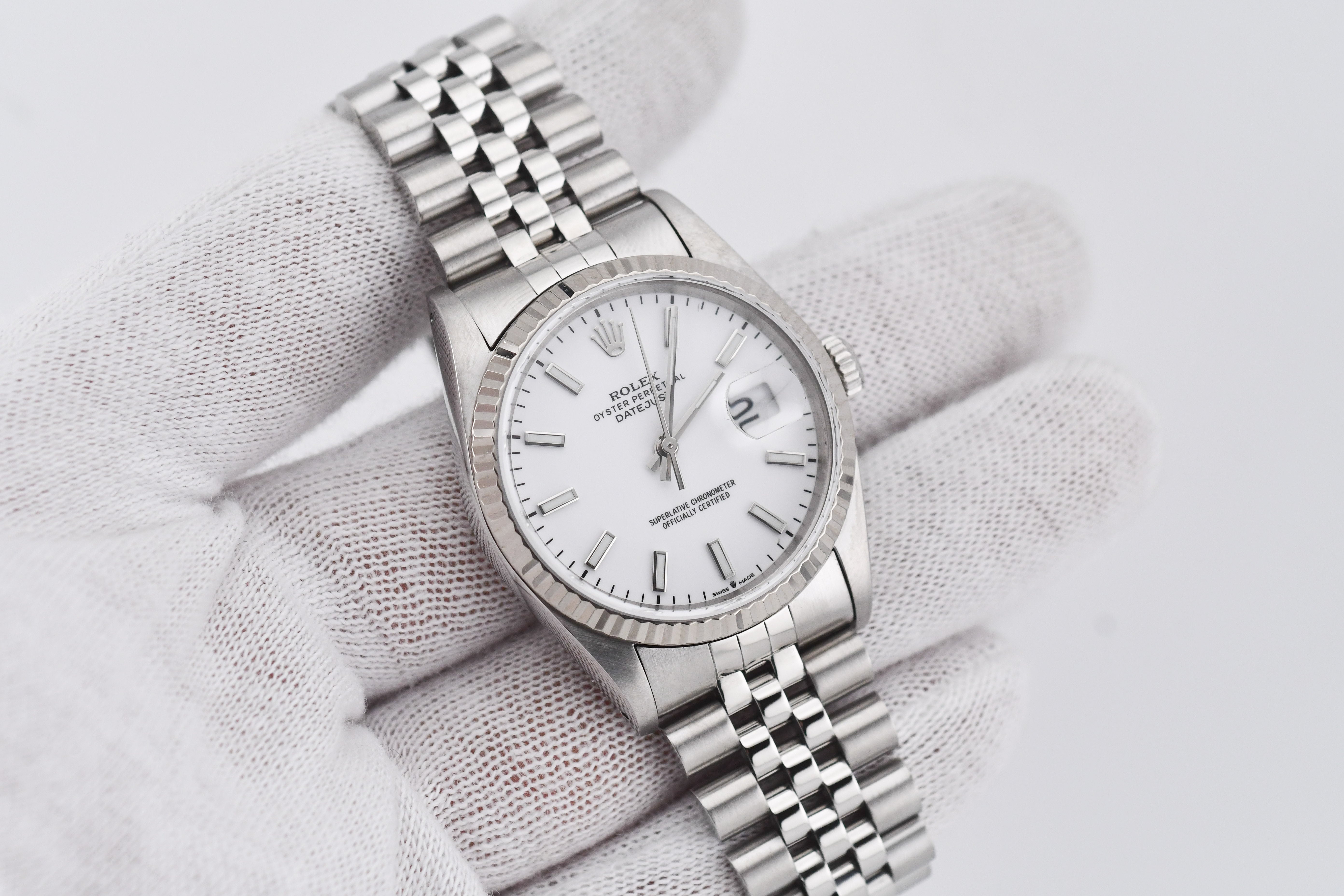 Rolex Datejust 36mm Ref 16234 Custom White Stick Dial – WatchCenter SF