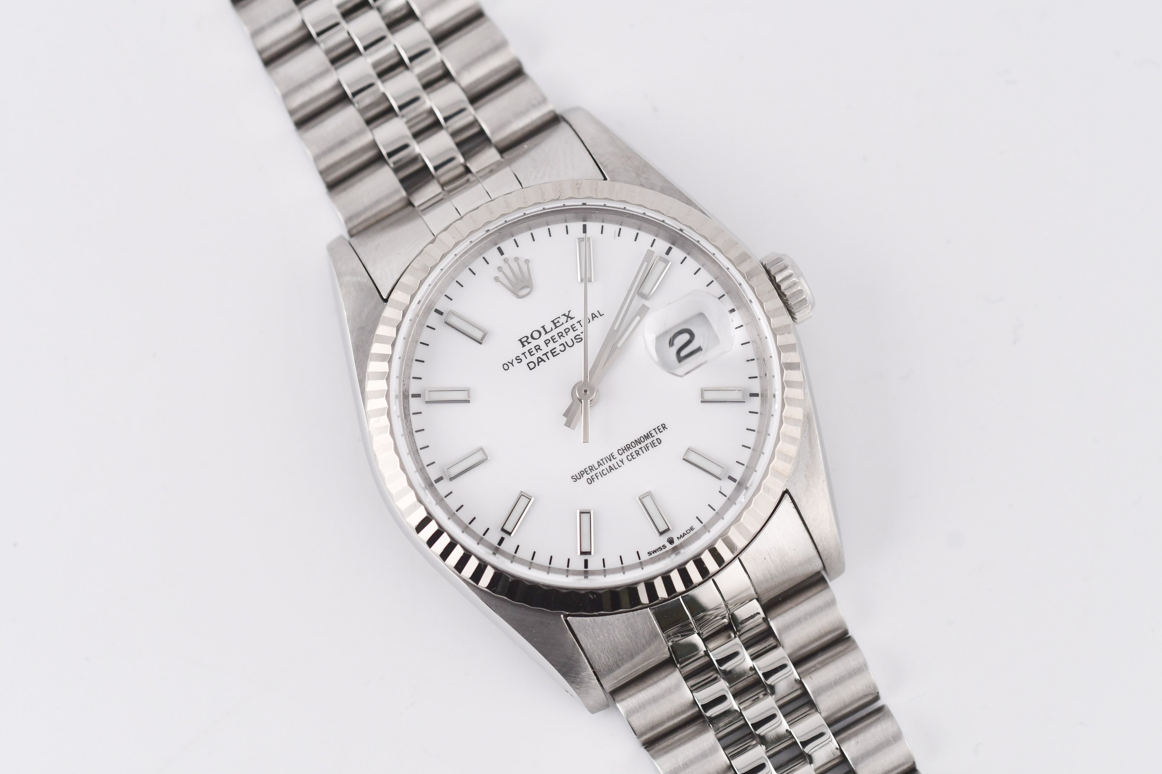 Rolex Datejust 36mm Ref 16234 Custom White Stick Dial