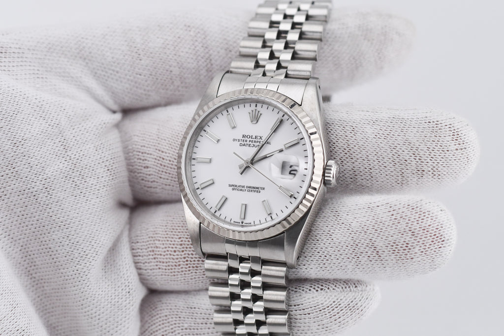 Rolex Datejust 36mm Ref 16234 Custom White Stick Dial