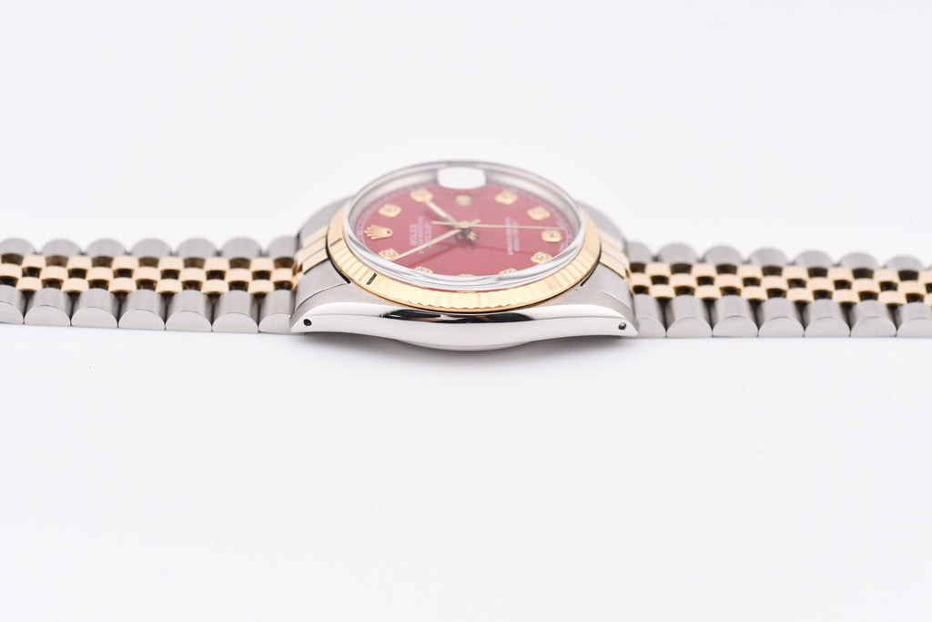 Rolex Datejust 36mm Ref 16013 Custom Red Diamond Dial