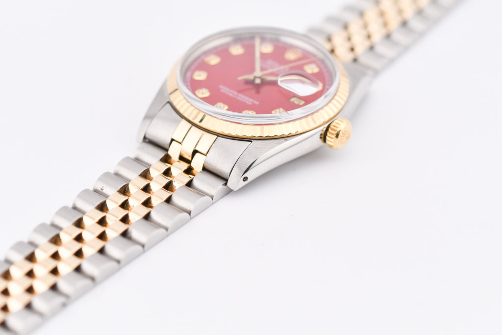 Rolex Datejust 36mm Ref 16013 Custom Red Diamond Dial