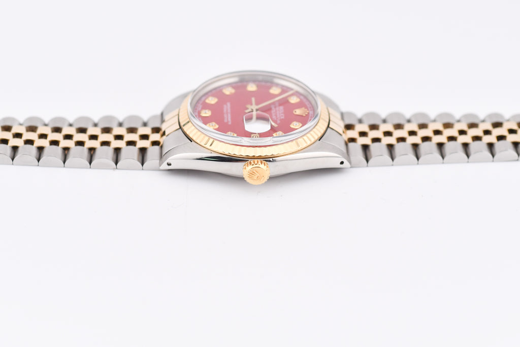 Rolex Datejust 36mm Ref 16013 Custom Red Diamond Dial