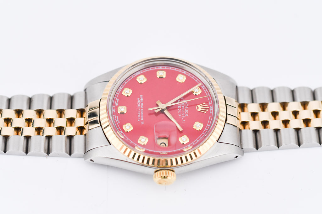 Rolex Datejust 36mm Ref 16013 Custom Red Diamond Dial