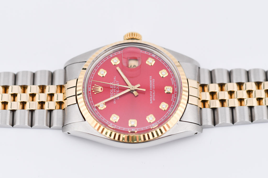 Rolex Datejust 36mm Ref 16013 Custom Red Diamond Dial