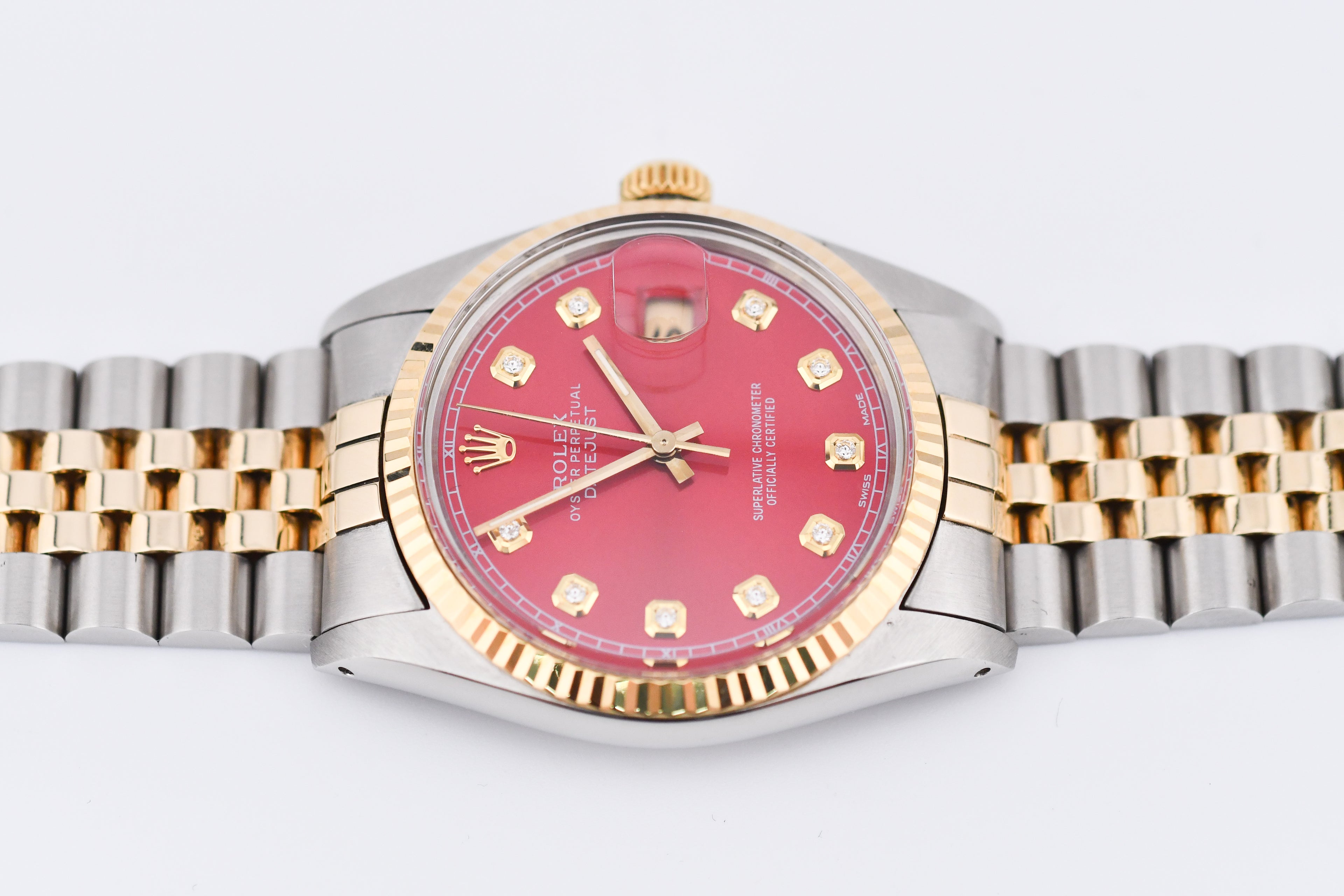 Rolex Datejust 36mm Ref 16013 Custom Red Diamond Dial
