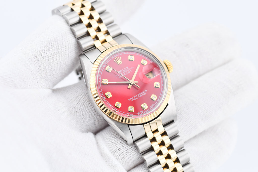 Rolex Datejust 36mm Ref 16013 Custom Red Diamond Dial