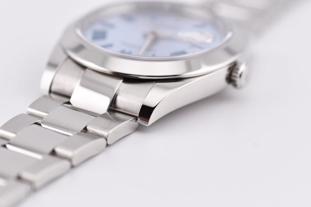 Rolex Datejust 41mm Ref 126300 Custom Ice Blue Dial with Blue Roman Numerals