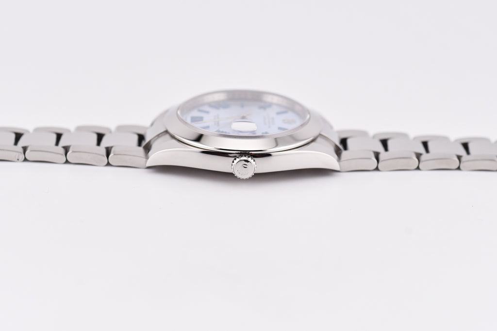 Rolex Datejust 41mm Ref 126300 Custom Ice Blue Dial with Blue Roman Numerals