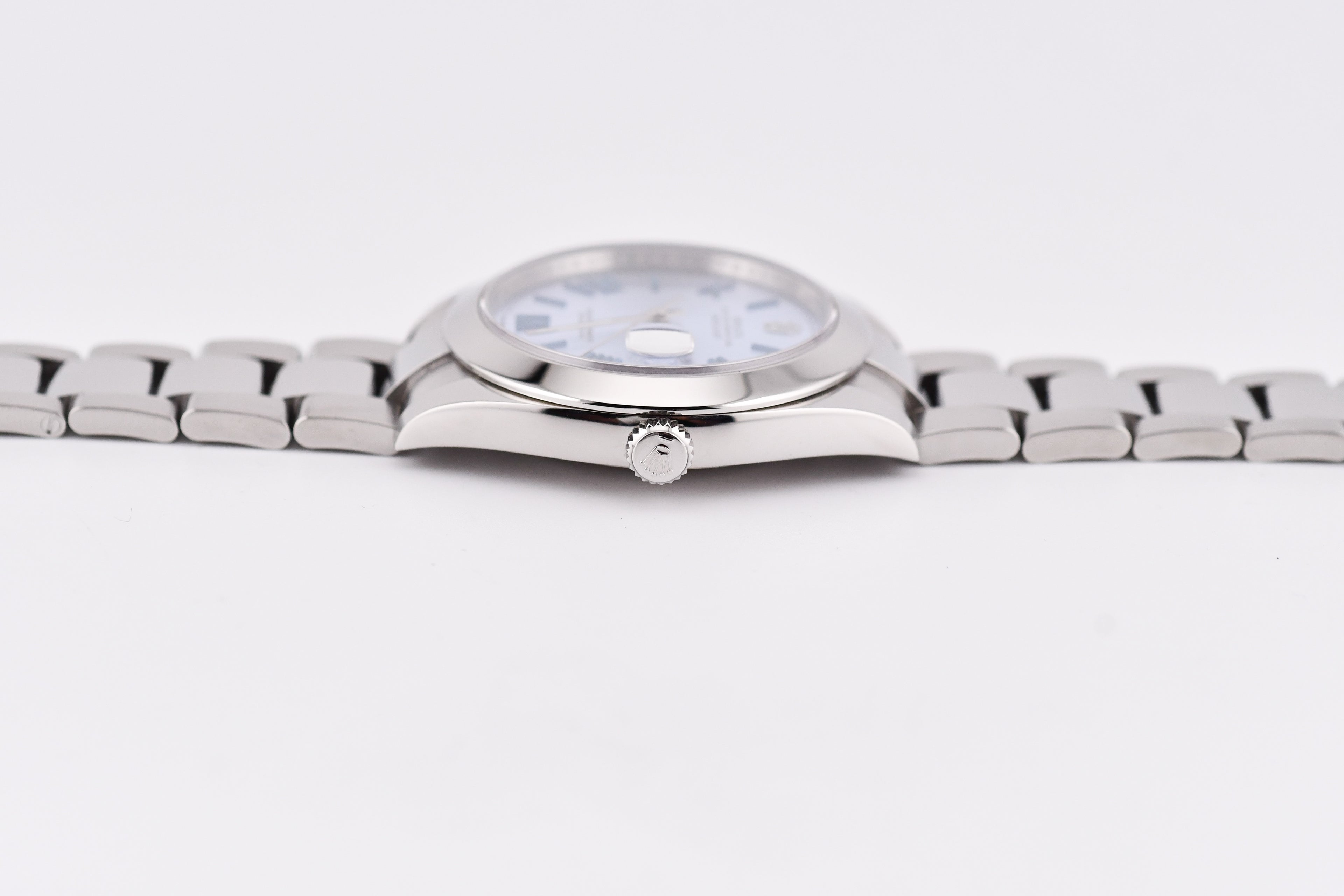 Rolex Datejust 41mm Ref 126300 Custom Ice Blue Dial with Blue Roman Numerals