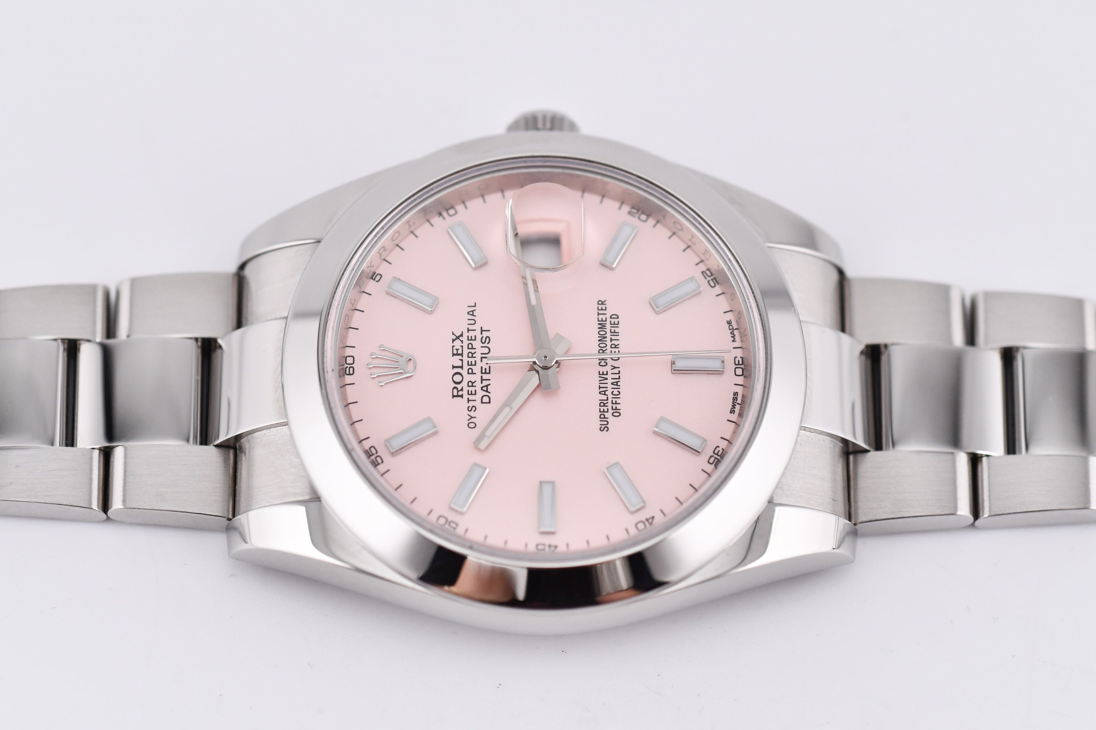 Rolex Datejust 41mm Ref 126300 Custom Pink Stick Dial