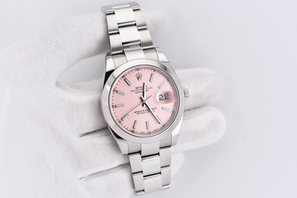 Rolex Datejust 41mm Ref 126300 Custom Pink Stick Dial