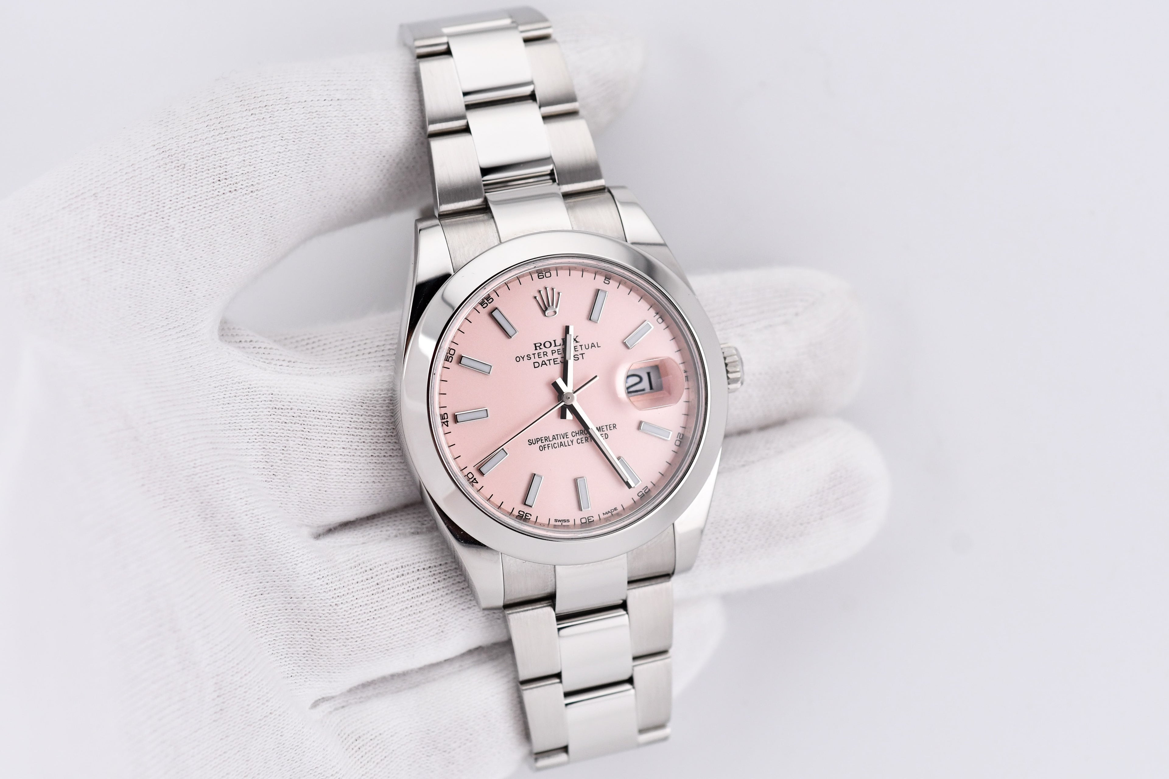 Rolex Datejust 41mm Ref 126300 Custom Pink Stick Dial