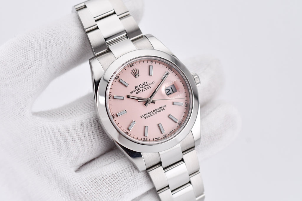 Rolex Datejust 41mm Ref 126300 Custom Pink Stick Dial